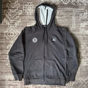 Adidas Boston Bruins Full Zip Hoodie Charcoal Medium